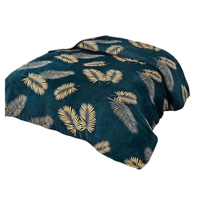 Patura pufoasa cu blanita, 2 persoane, JOJO HOME, 200x230 cm, 2 fete, royal bleu