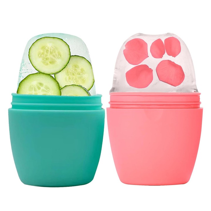 Set 2 Rolete Faciale, Silicon, Roz/Verde