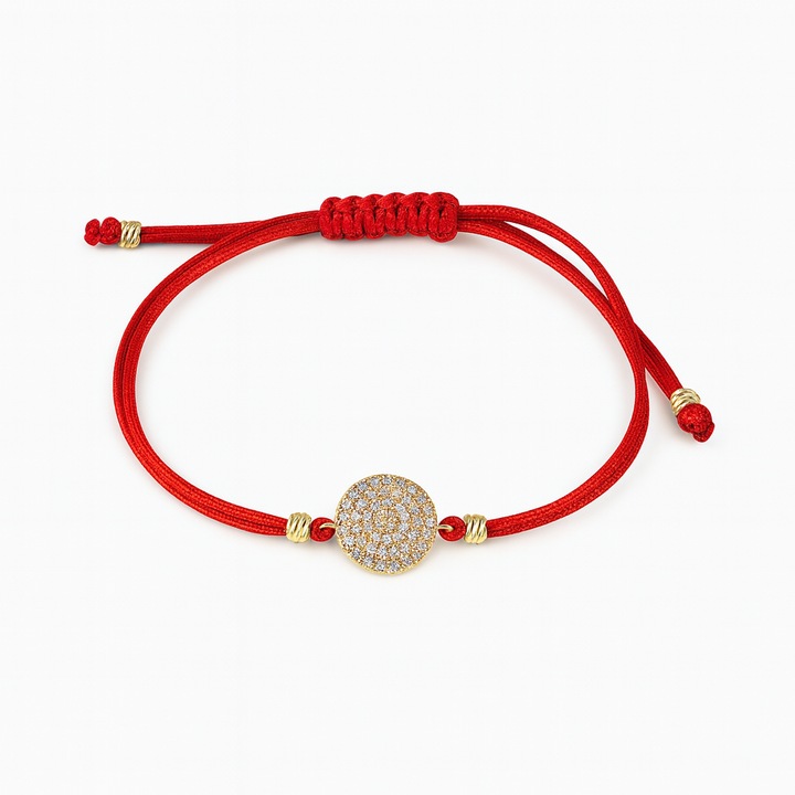 Bratara cu snur rosu, pandantiv din aur 14k, aprox. 1.07 gr