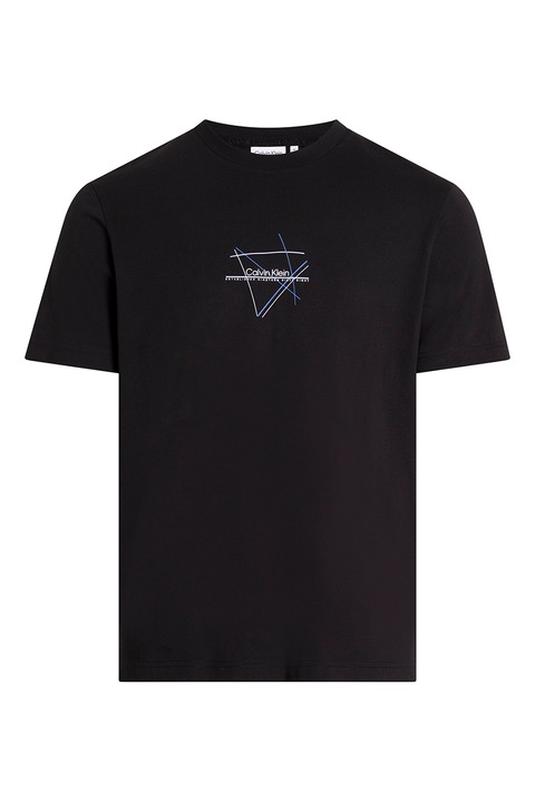 CALVIN KLEIN, Памучна тениска с лого, Черен