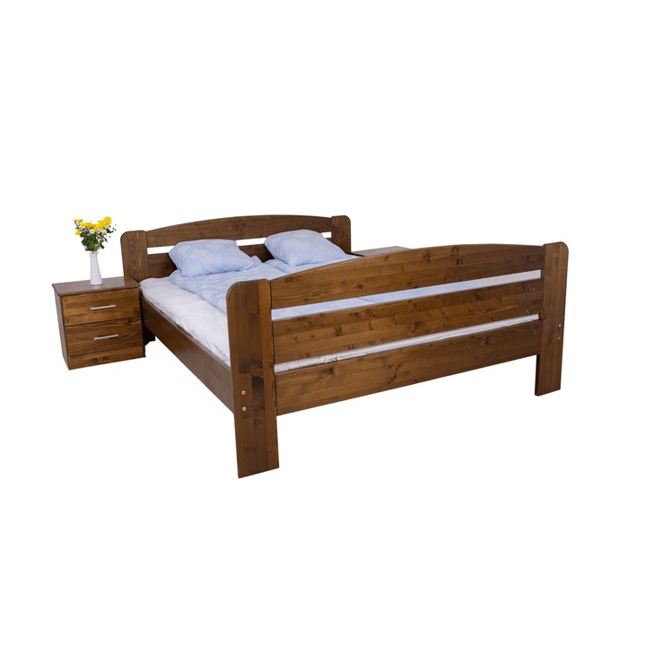 Pat matrimonial Transilvan, Dumbo, Lemn Masiv, Model 3/3, 140x200 cm, Nuc