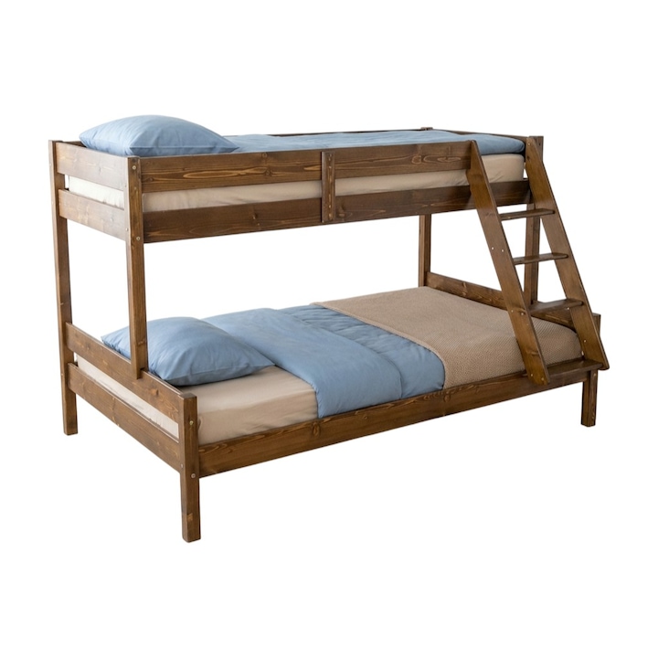 Pat etajat Transilvan, Sandra, Lemn Masiv, 90/140x200 cm, Nuc