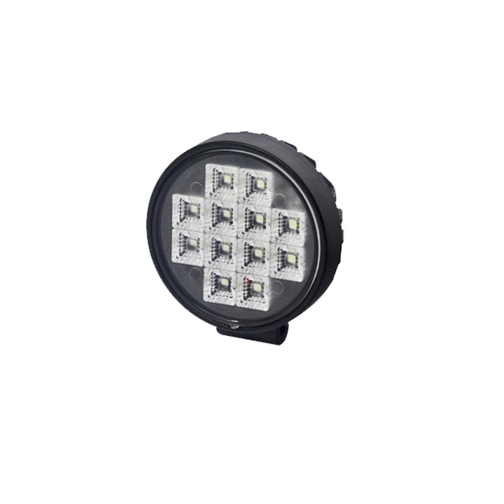 Kerek fém reflektor 12LED 12/24V, hátul kapcsolóval, Kamar
