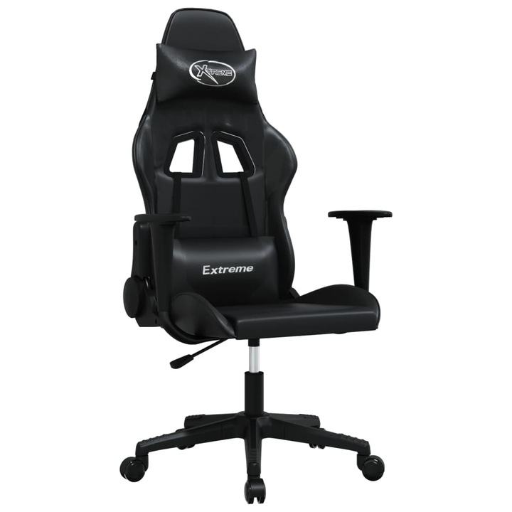 Scaun gaming, vidaXL, Piele sintetica, Negru 3143695