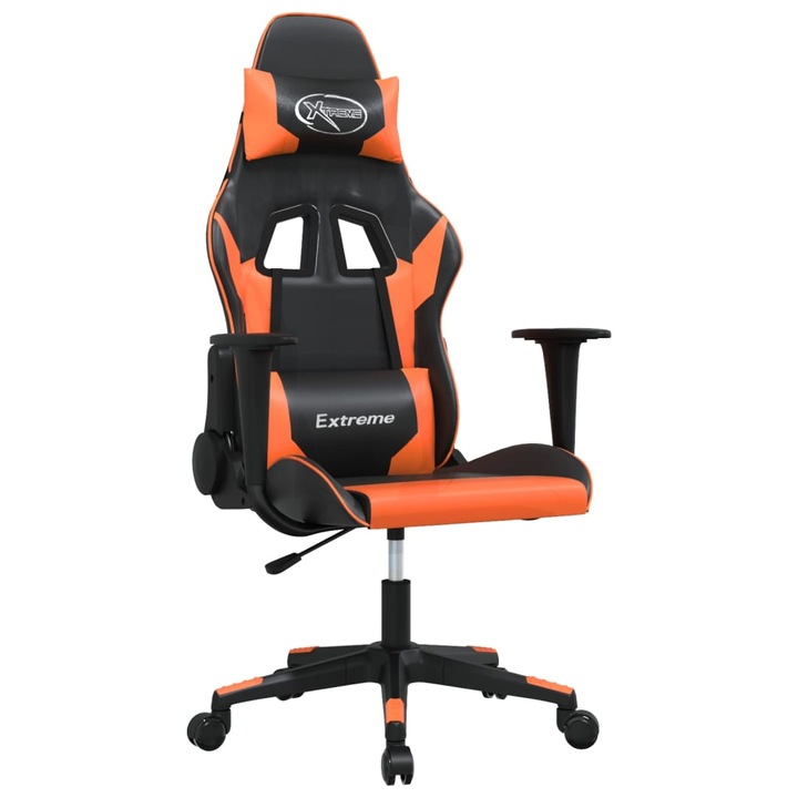 Scaun gaming, vidaXL, Piele sintetica, Negru/Portocaliu 3143693
