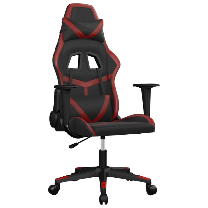 Scaun gaming, vidaXL, Piele sintetica, Negru/Visiniu 3143672