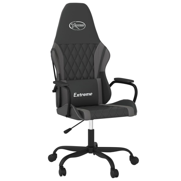 Scaun gaming, vidaXL, Piele sintetica, Negru/Gri 3143779