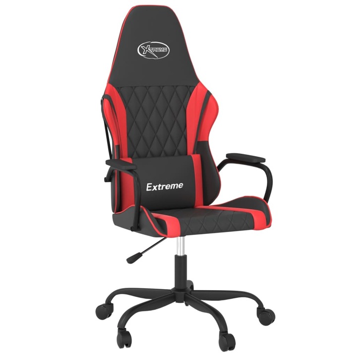 Scaun de gaming Massage, VidaXL, Piele sintetica/Metal, Negru/Rosu