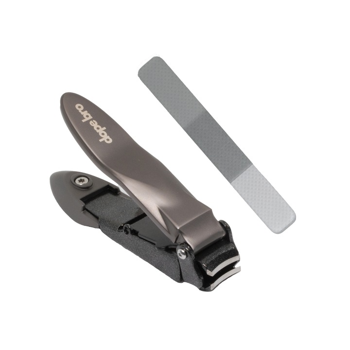 Set Unghiera Profesionala DopeBro® din Otel Inoxidabil, Pila nano Glass inclusa si Sistem Auto Colector pentru Unghii pentru Manichiura si Pedichiura