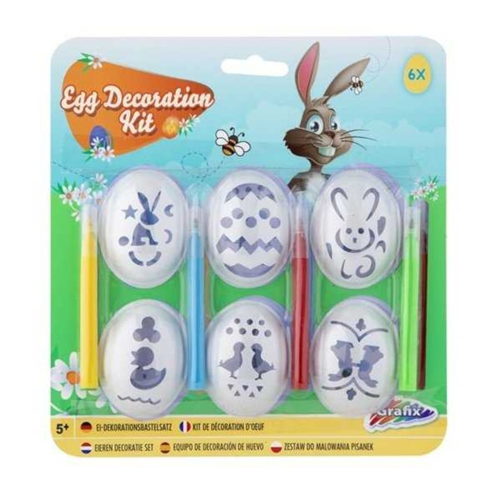Set 6 sabloane decorat oua Paste si 4 carioci colorate, Grafix