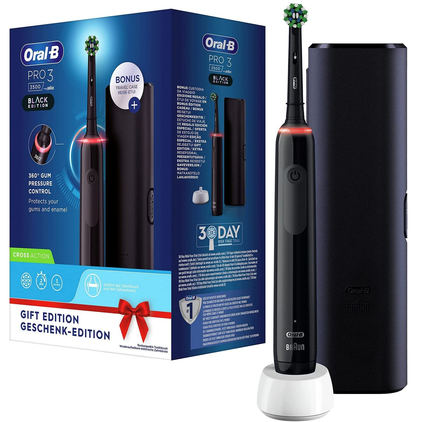 Oral-B Pro 3 3500 Black Edition Elektromos Fogkefe, 4 Db Csere ...