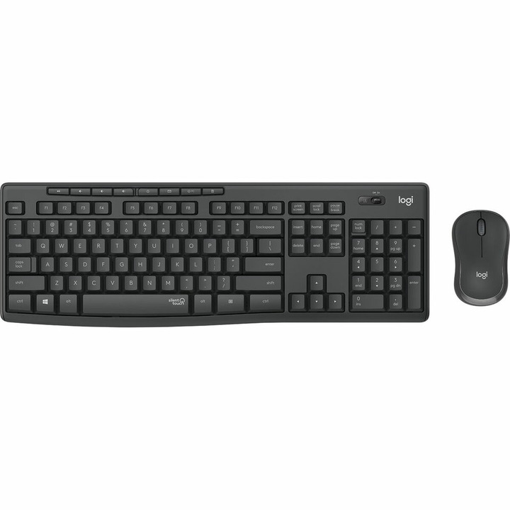 Vezeték nélküli billentyűzet és egér, Logitech, QWERTY, fekete