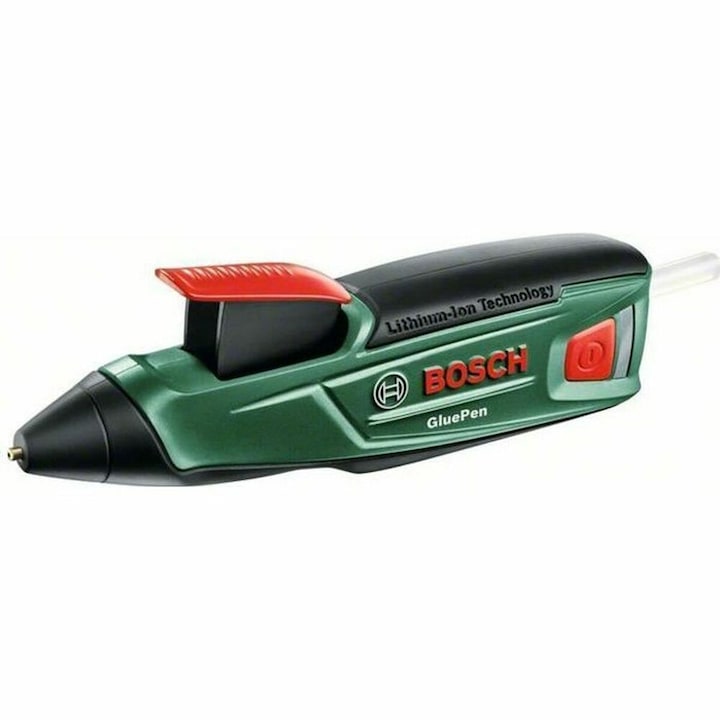 Pistol de lipit fara fir BOSCH GluePen UltraPower, Stick, 170°C, 10.8 V, 1.5 Ah, Timp de incalzire 15 sec, Verde/Negru