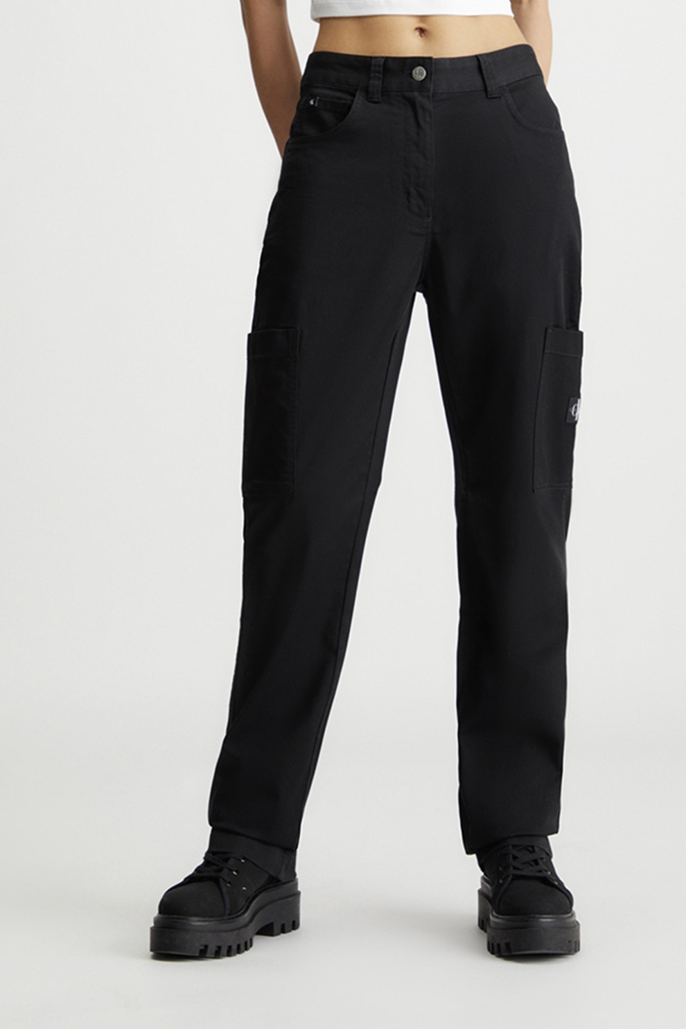 CALVIN KLEIN JEANS, Pantaloni drepti cu talie inalta, Negru, S