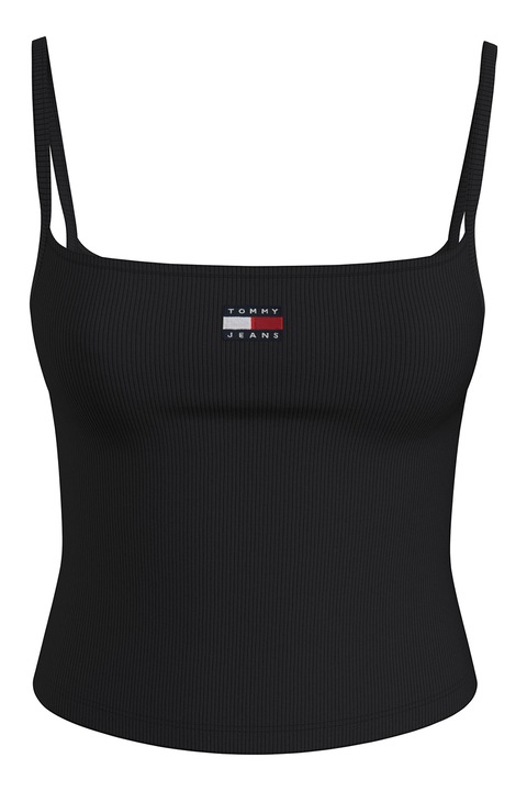 Tommy Jeans, Слим топ с органичен памук, Черен, S