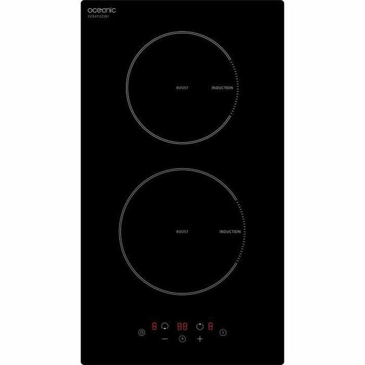 Plita inductie Oceanic Domino 3600 W, 2 zone, 56 cm, sticla neagra, control touch, blocare copii, incorporabila