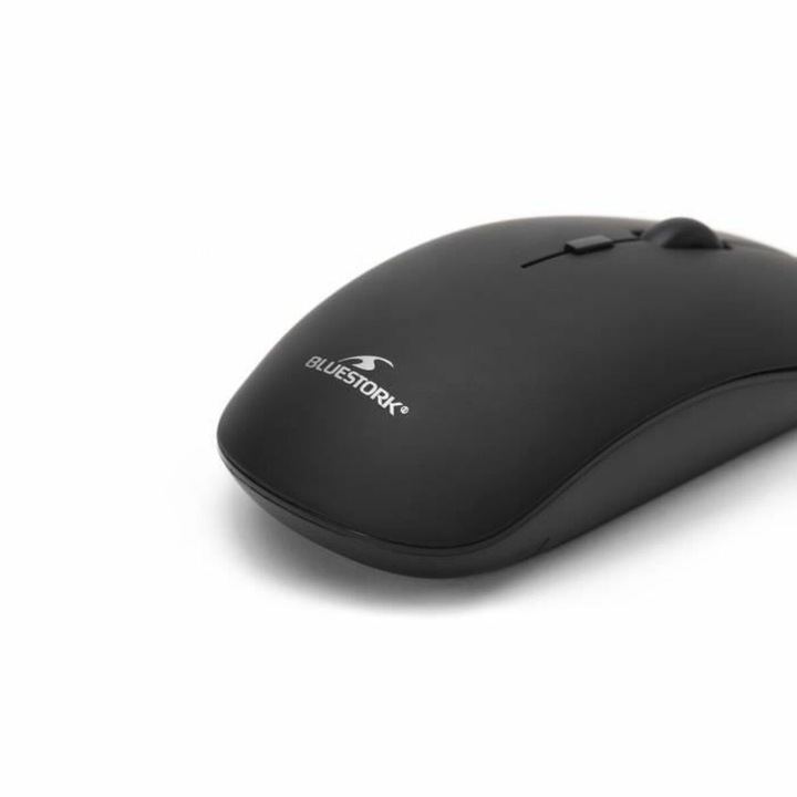 Mouse fara fir, Bluestork, PVC, Wireless, Negru