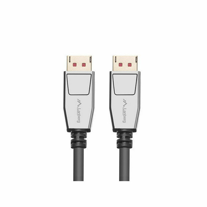 Кабел Lanberg DisplayPort 1.8 м, черен, 32.4 Gbit/s, резолюция 7680x4320 пиксела