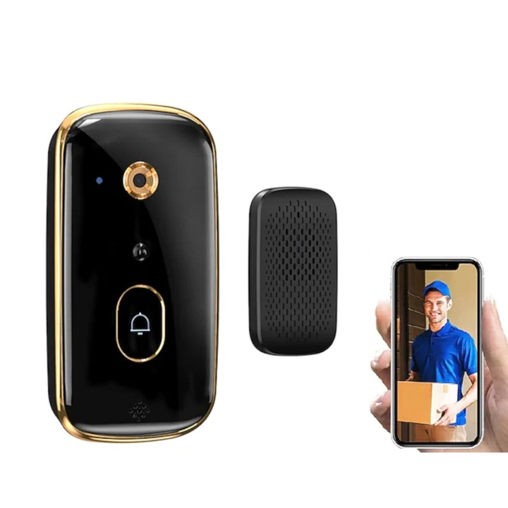 Sonerie electrica SwiatKabli X10, wireless, HD, viziune nocturna, 720x1280px, 150x77x35mm