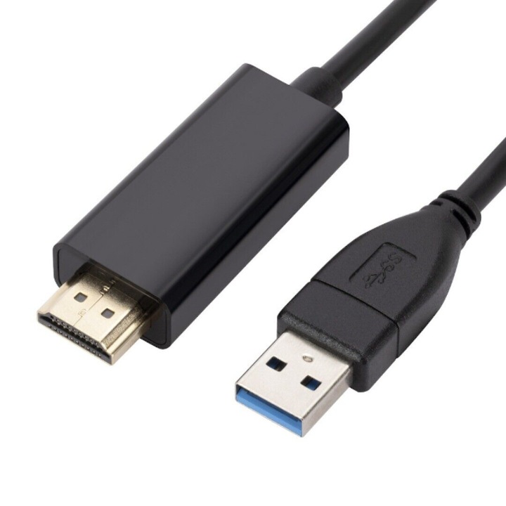 Cablu convertor USB la HDMI, SwiatKabli, Rezolutie 1080P, 1.5m, Negru