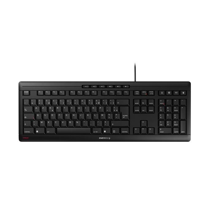 Клавиатура, Cherry, модел STREAM, пълен размер (100%), USB, механичен превключвател, черен
