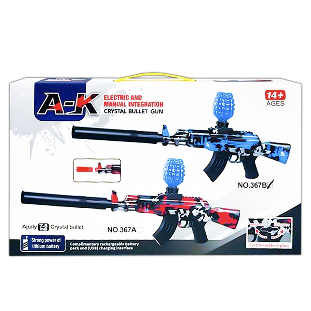 Pusca automata AK cu bile gel 78 mm, reincarcabil, accesorii incluse