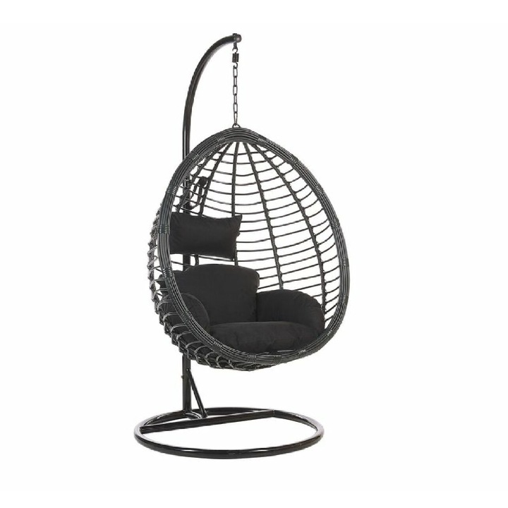 Leagan tip cuib JRH cu suport inclus negru, perna negru, greutate suportata 150 kg