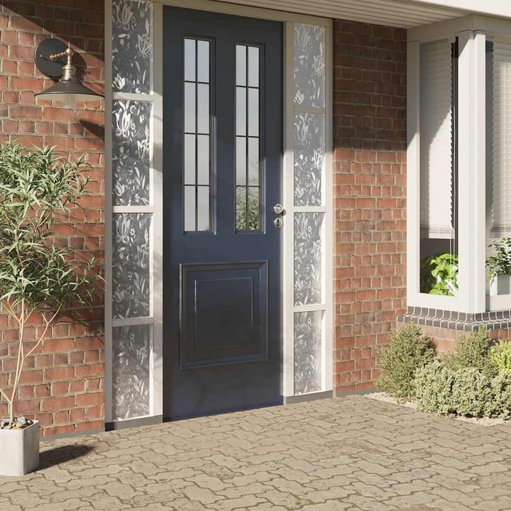 Folie fereastra vidaXL, model sablat cu floare, 90x500 cm, PVC