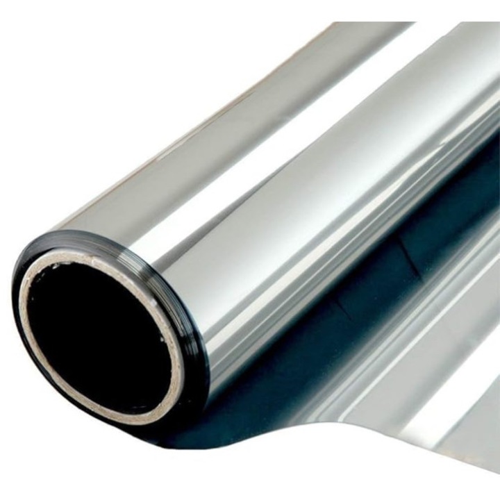 Folie Autoadeziva pentru Geam cu Protectie Solara UV si Efect de Oglinda DAVIDAMI CONCEPT®, dimensiune 200 cm x 60 cm, Silver
