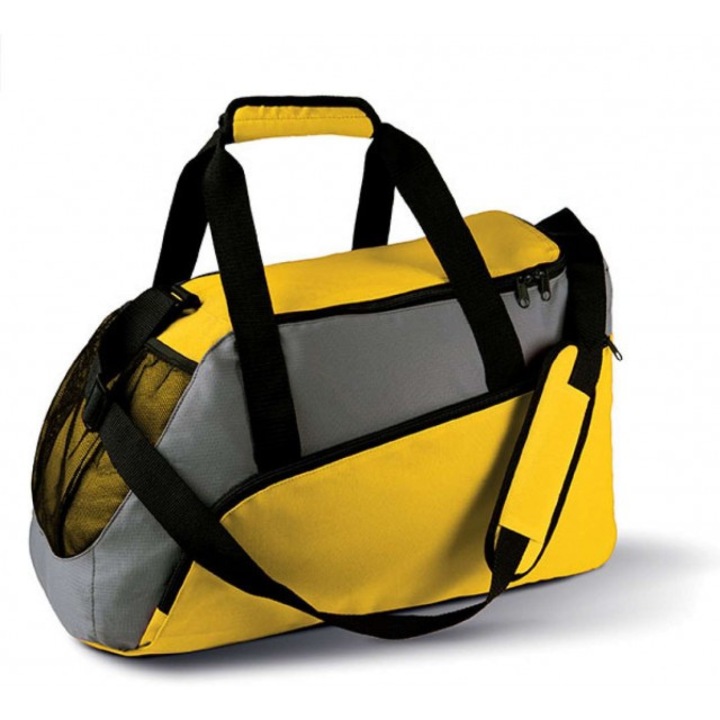 Geanta de sport din poliester, 55x30x28cm KI0607, Yellow|Slate Grey