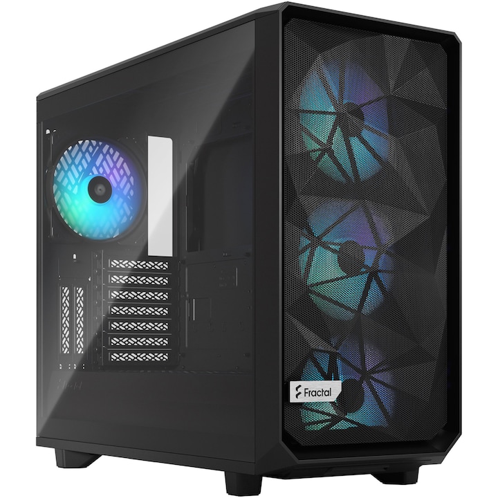 Компютърна кутия Fractal Design Meshify 2 TGL (FD-C-MES2A-06), RGB, Без захранващ блок, Черен