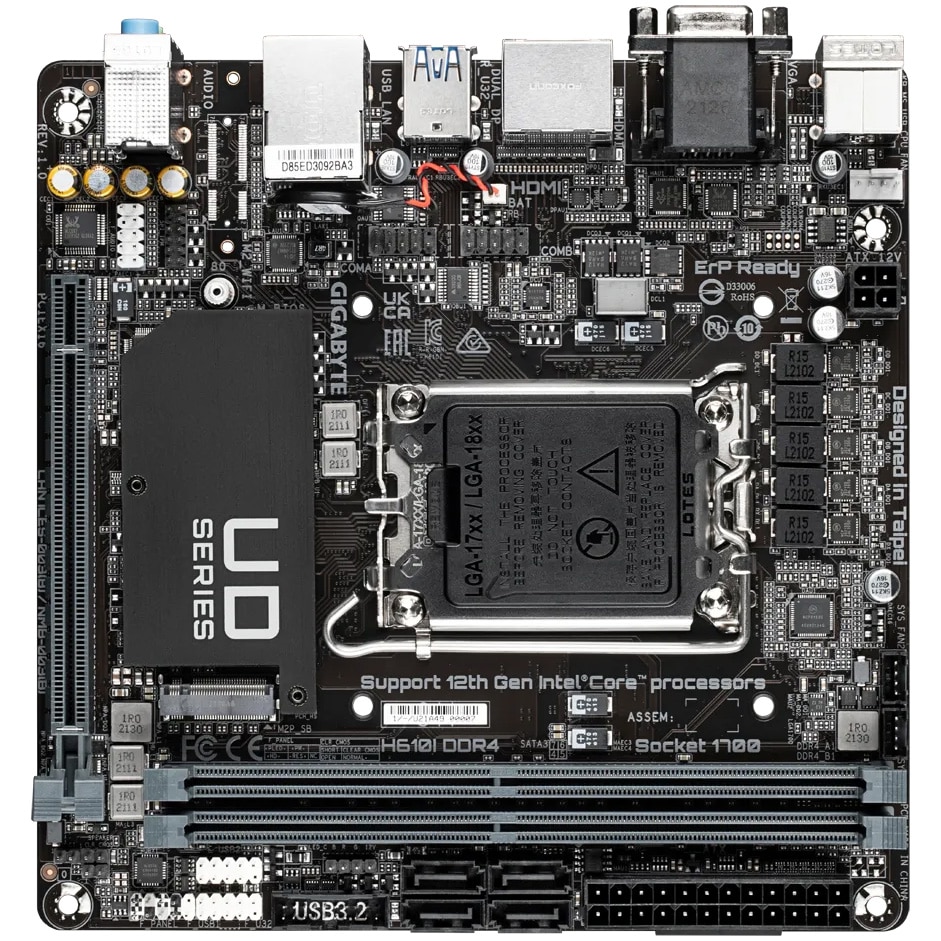 Gigabyte H610I DDR4 (Socket LGA1700) Mini ITX Moederbord