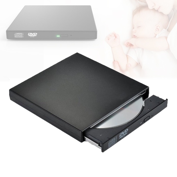 Unitate optica CD-R / DVD-RW / ROM RECORDER externa, 24x, Negru