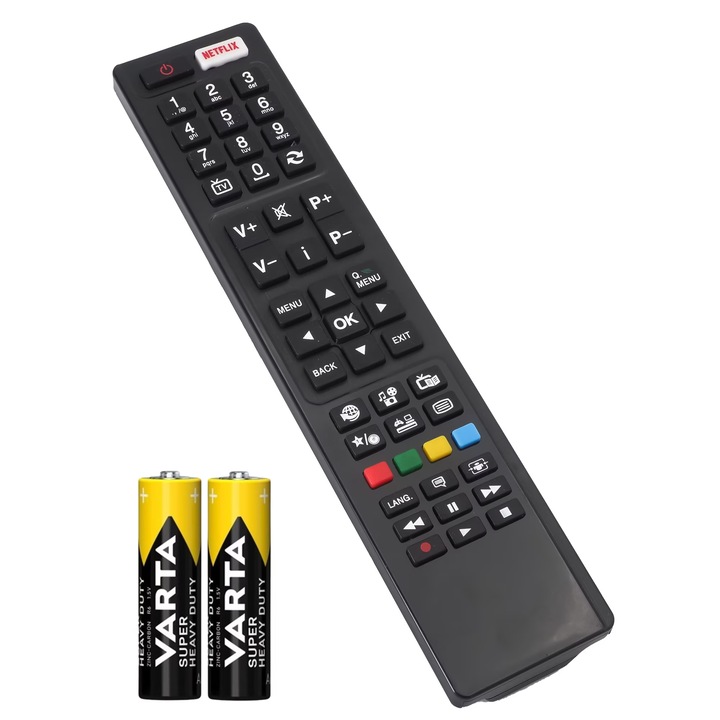 Telecomanda TV Compatibila Hitachi, RC4848H, Netflix, Culoare neagra, Baterii Incluse