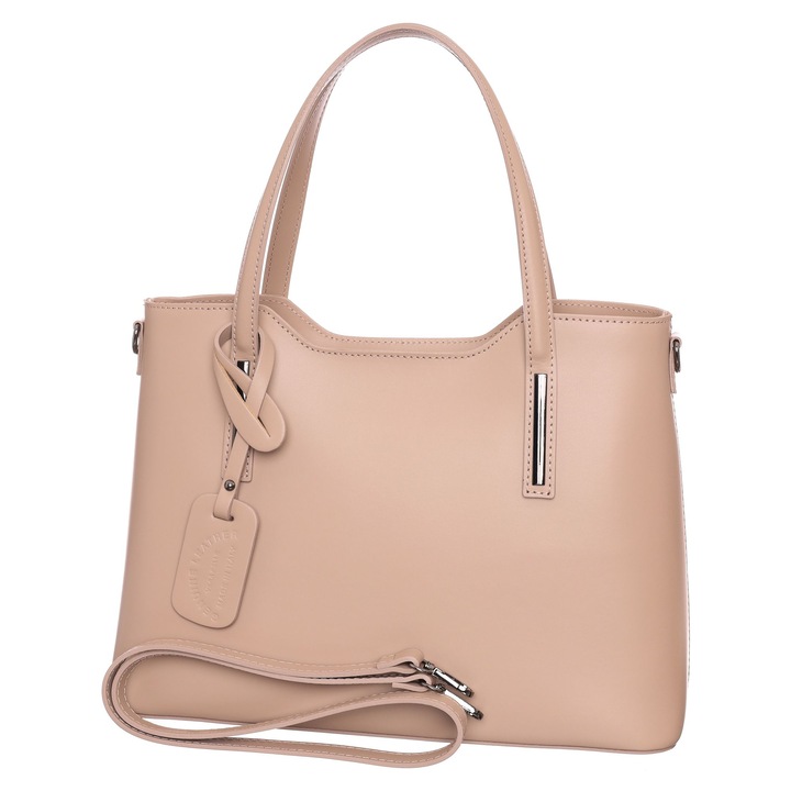 Női táska, barna, bőr, 34-36,5 x 25 x 15,5 cm