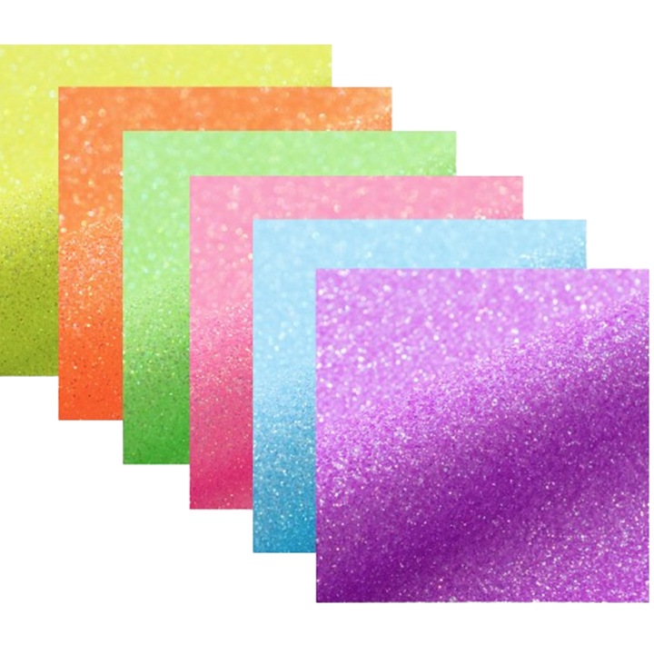 Set 6 Folii HTV Siser Glitter, 20x30cm, Culori Neon