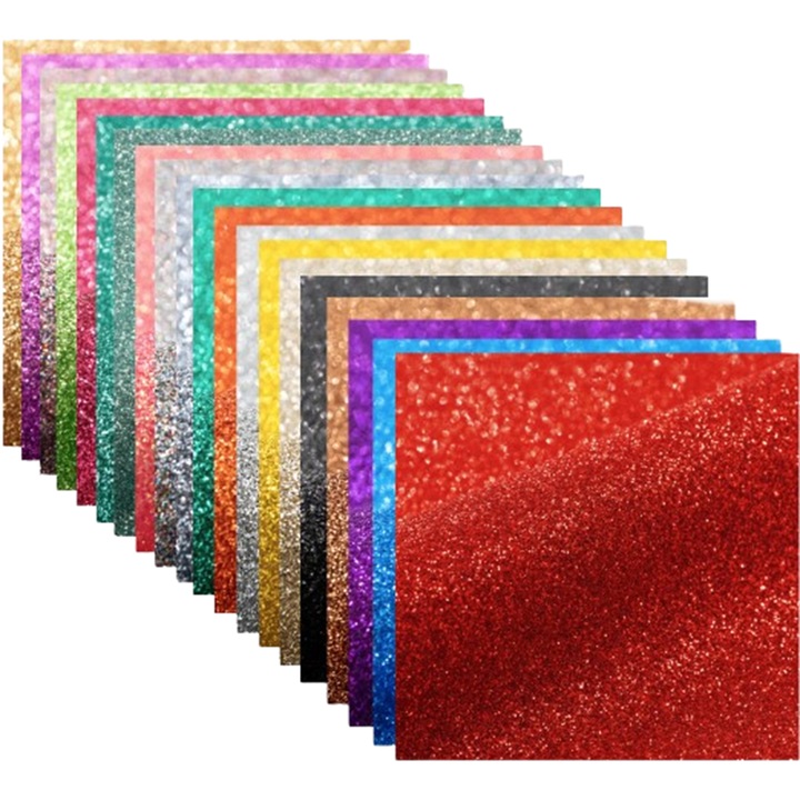 Set 20 Folii HTV Siser Glitter, 20x30cm, Multicolor