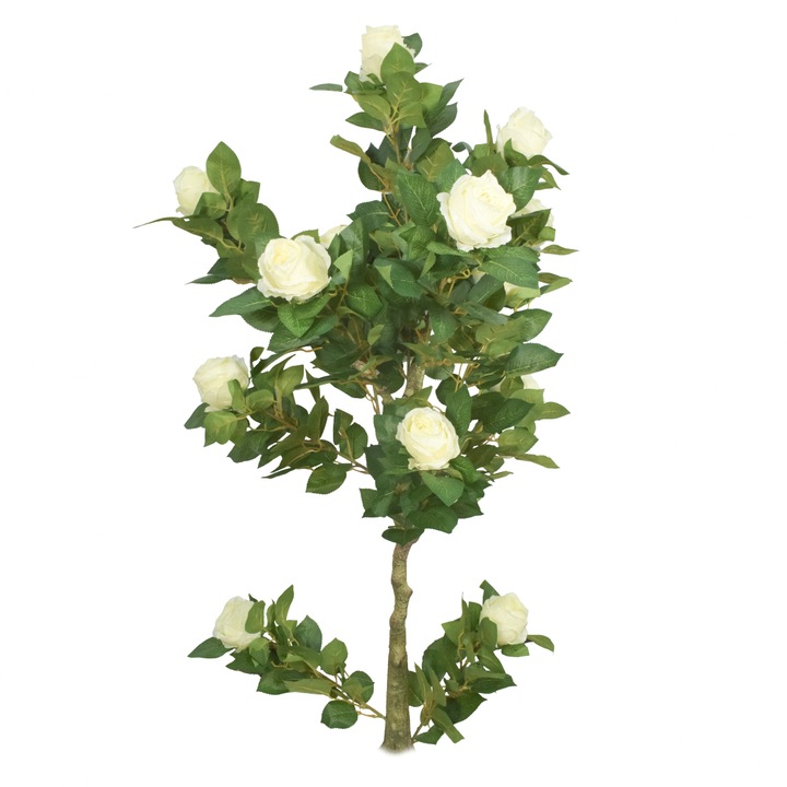 Изкуствена роза без саксия, Naimeed D5611, 125x65 см, Бяла