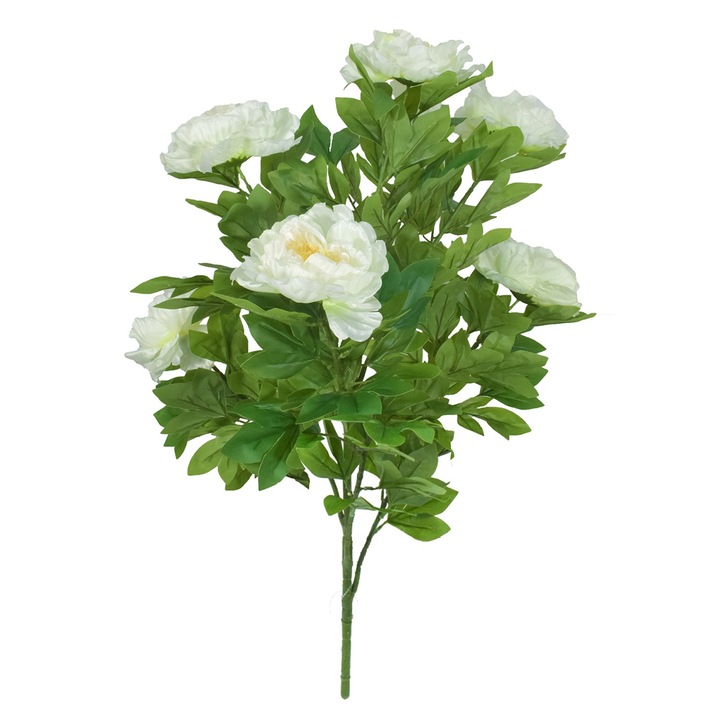 Изкуствено цвете, Китайски божур без саксия, Naimeed D5632, 90x60 см, Бяло