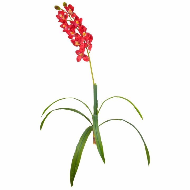 Floare artificiala, Orhidee fara ghiveci, Naimeed D5639, 130x80 cm, Rosu