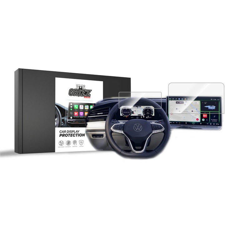 Folie de protectie ceramica Grizz Glass pentru ecran auto, transparenta, sensibila la atingere, pentru Volkswagen VW Passat B9 13"