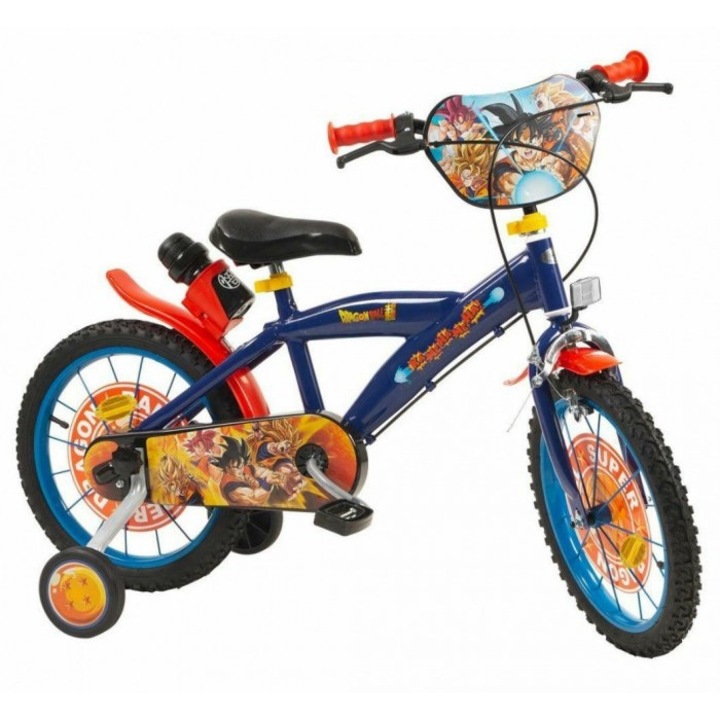 Детски велосипед, Toimsa, Гума/Алуминий/Стомана, Dragon Ball, 4 колела, Многоцветен