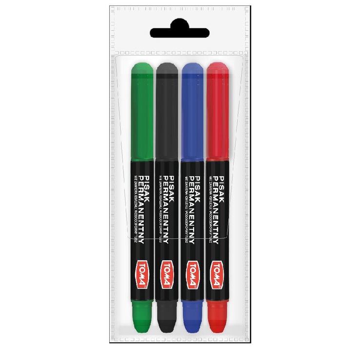 Set markere permanente Toma, varf conic 1mm, 4 culori