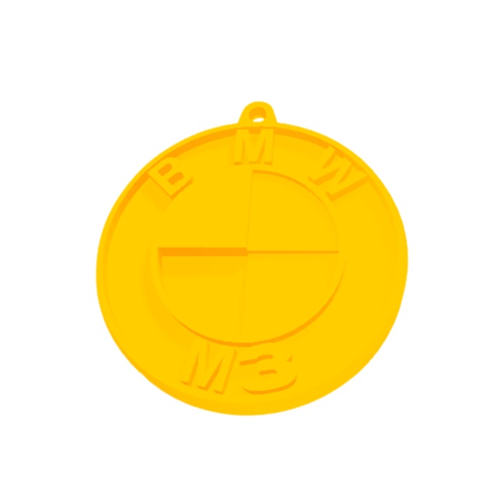 Breloc chei, "BMW", 50X 46 mm galben