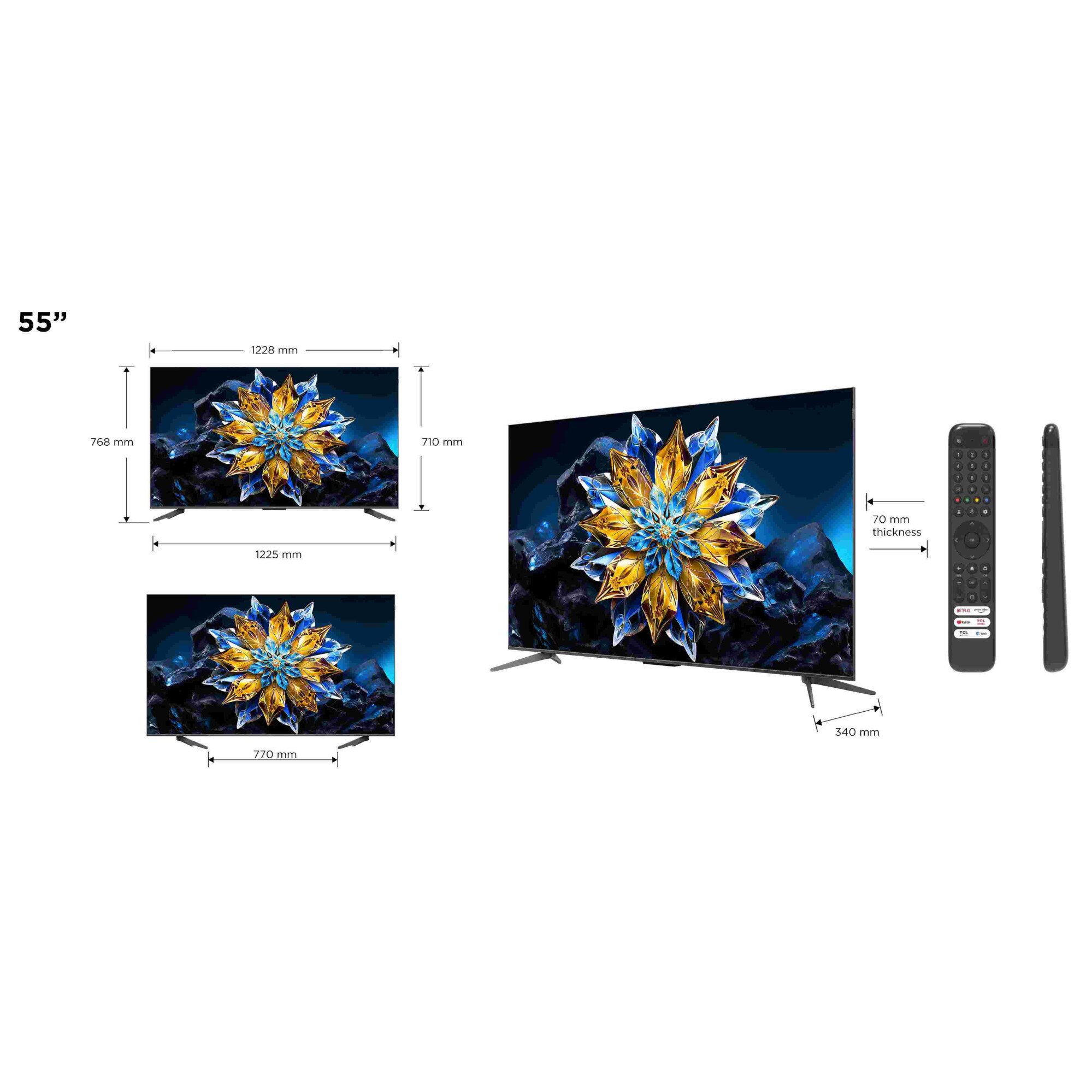 Televizor TCL QLED 75C655 Pro, 189 cm, Smart Gloogle TV, 4k Ultra HD, Clasa F (Model 2024)