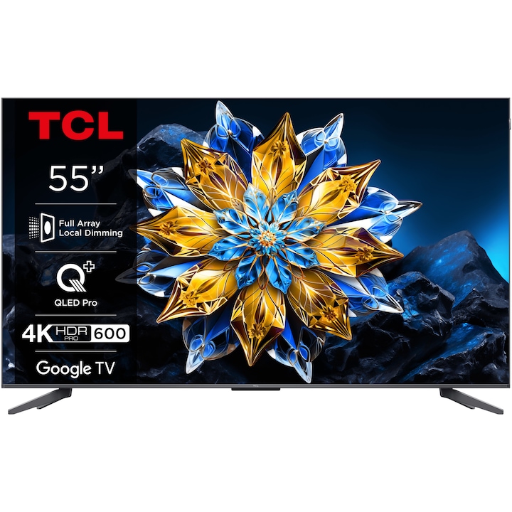 Телевизор TCL QLED 55C655 Pro, 55" (139 см), Smart Gloogle TV, 4k Ultra HD, Клас F (Модел 2024)