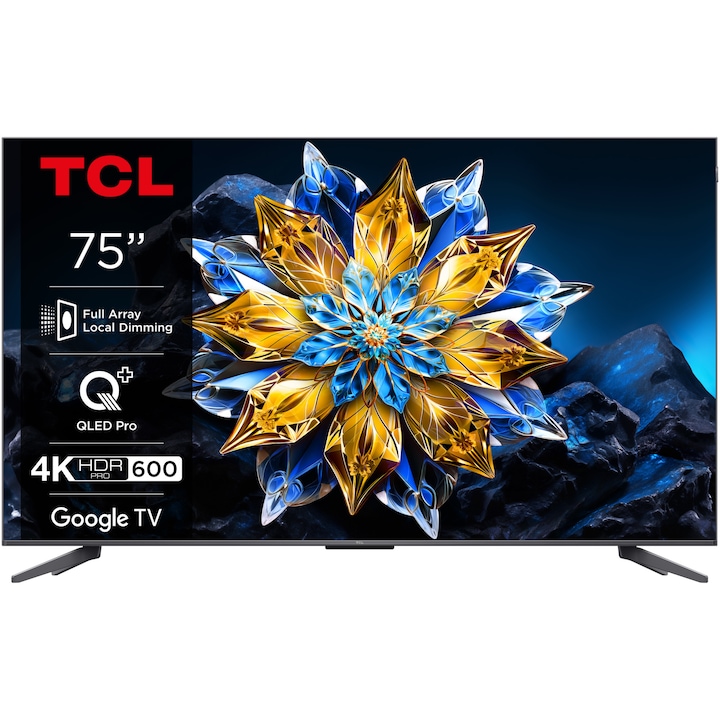 Телевизор TCL QLED 75C655 Pro, 75" (189 см), Smart Gloogle TV, 4k Ultra HD, Kлас F (Mодел 2024)