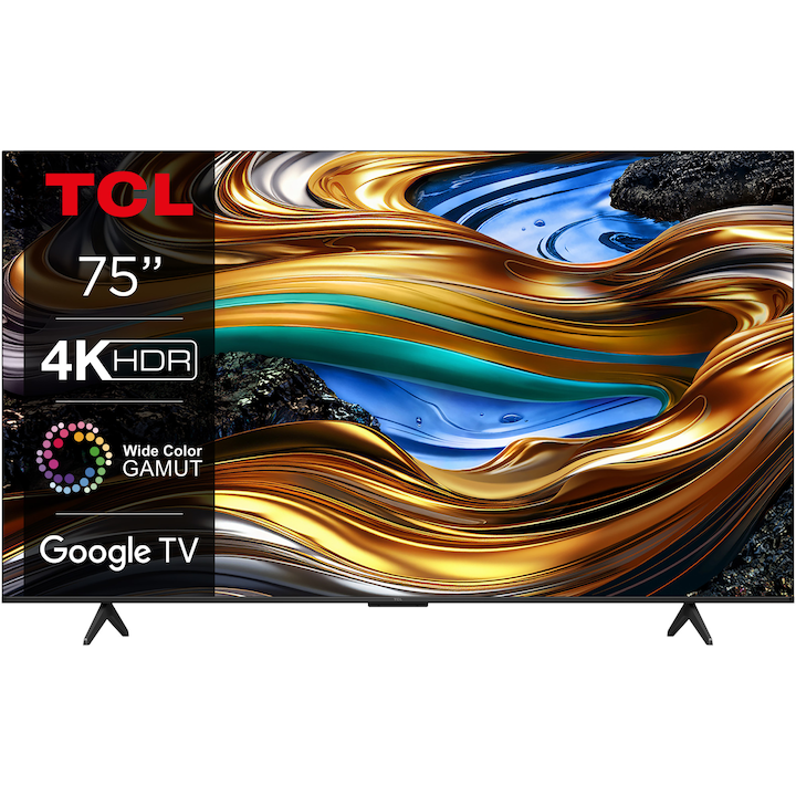 Televizor TCL LED 75P755, 189 cm, Smart Google TV, 4K Ultra HD, Clasa F (Model 2024)