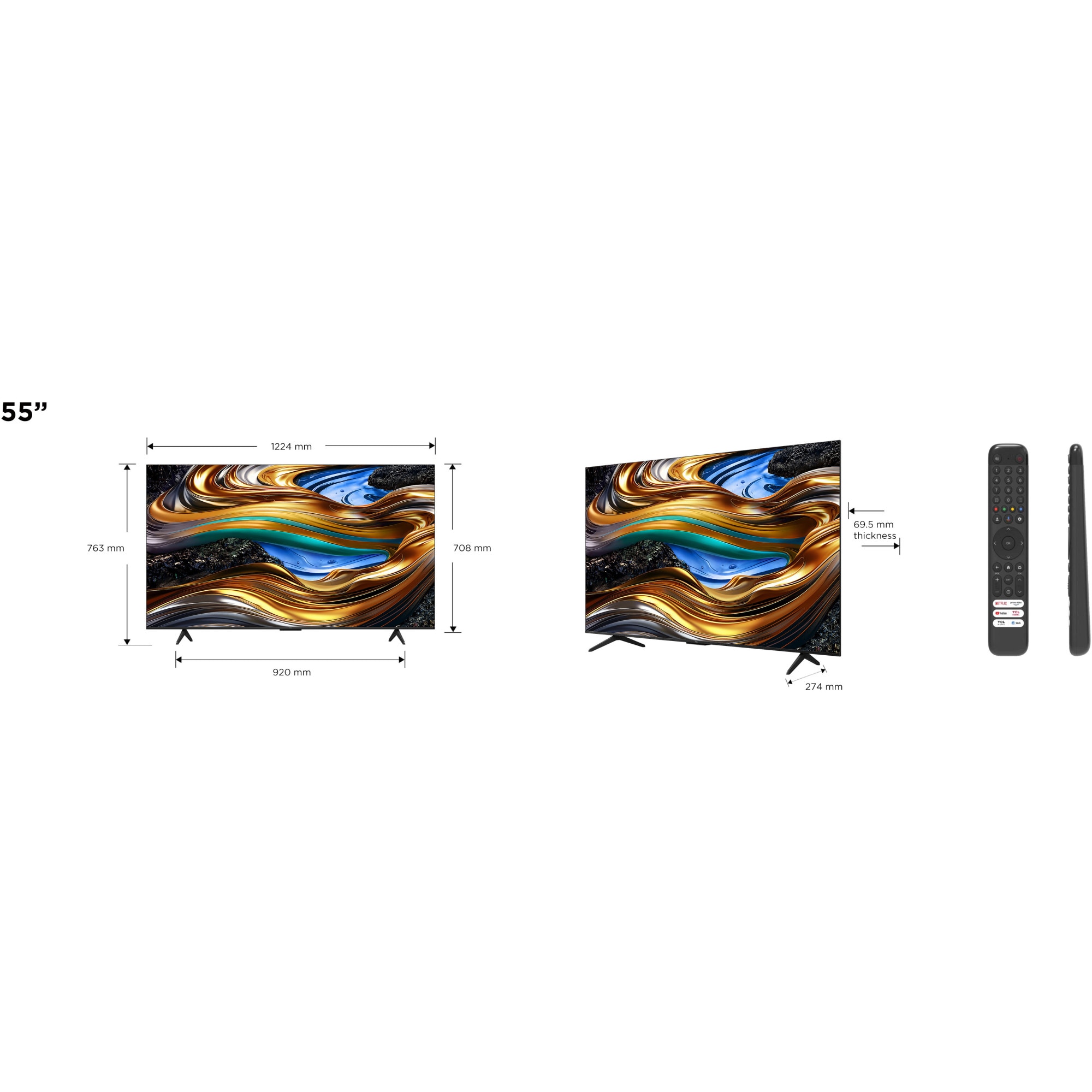 Телевизор TCL LED 55P755, 55" (139 см), Smart Google TV, 4K Ultra HD ...