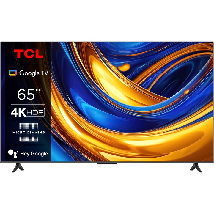 Televizor TCL LED 65P655, 164 cm, Smart Google TV, 4K Ultra HD, Clasa E (Model 2024)